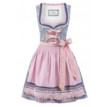 Dirndl Talita rauchblau-rose