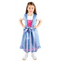 Kinderdirndl blau/pink inkl. Bluse 3 Teilisges set