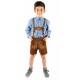 Kinderlederhoseset hellbraun+blaues Hemd