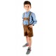 Kinderlederhoseset hellbraun+blaues Hemd