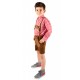 Kinderlederhosenset hellbraun+rotes Hemd