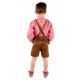 Kinderlederhosenset hellbraun+rotes Hemd