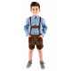 Kinderlederhoseset dunkelbraun+blaues Hemd