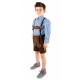 Kinderlederhoseset dunkelbraun+blaues Hemd