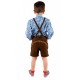 Kinderlederhoseset dunkelbraun+blaues Hemd