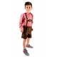 Kinderlederhoseset dunkelbraun+rotes Hemd