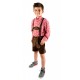 Kinderlederhoseset dunkelbraun+rotes Hemd