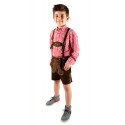 Kinderlederhoseset dunkelbraun+rotes Hemd