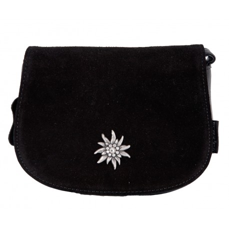 Handtasche/ Trachtentasche klein Lady Edelweiss schwarz echtes Leder Handy/ -Innentasche