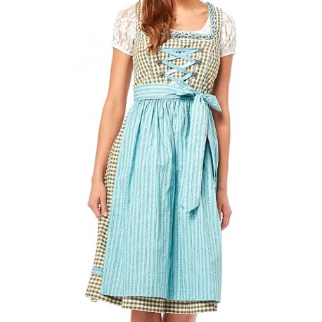 Dirndl Bindlach oliv,weiss,hellblau